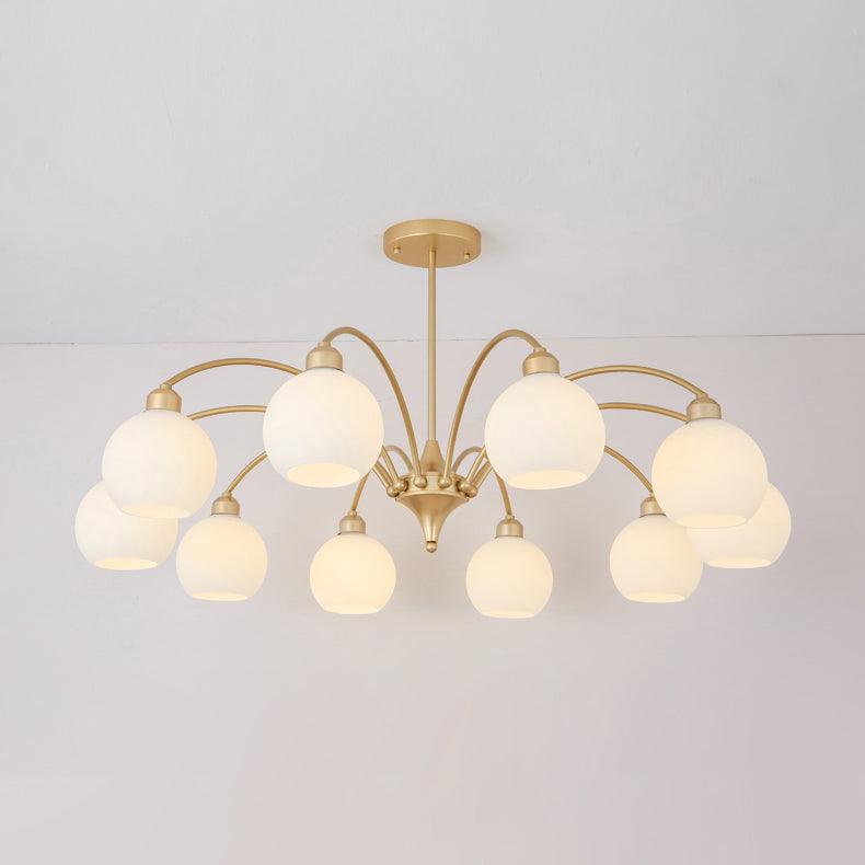 Modern Art Deco Sculptural Glass Chandelier White Globe Multi Head Ceiling Pendant Light