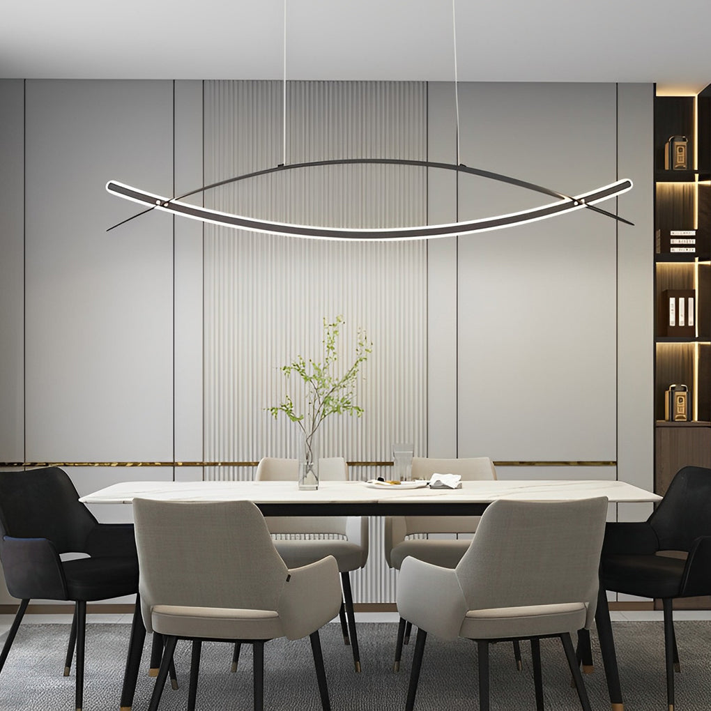 Modern Art Strips LED Pendant Light Nordic Stepless Dimming Hardware Plating Chandelier for Dining Room