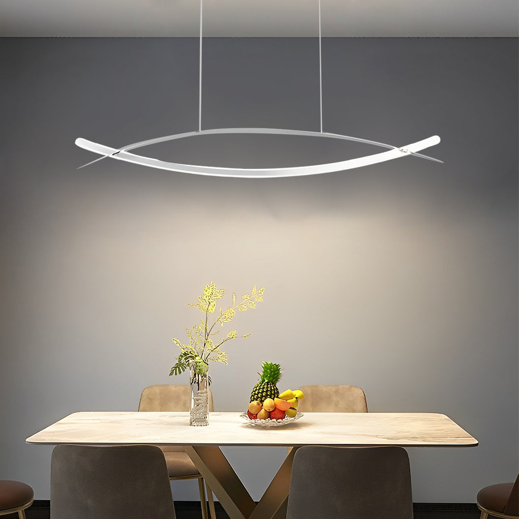 Modern Art Strips LED Pendant Light Nordic Stepless Dimming Hardware Plating Chandelier for Dining Room