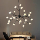 Modern Artistic Branch Glass Globe LED Chandelier Gold Black Pendant Lighting Fixture