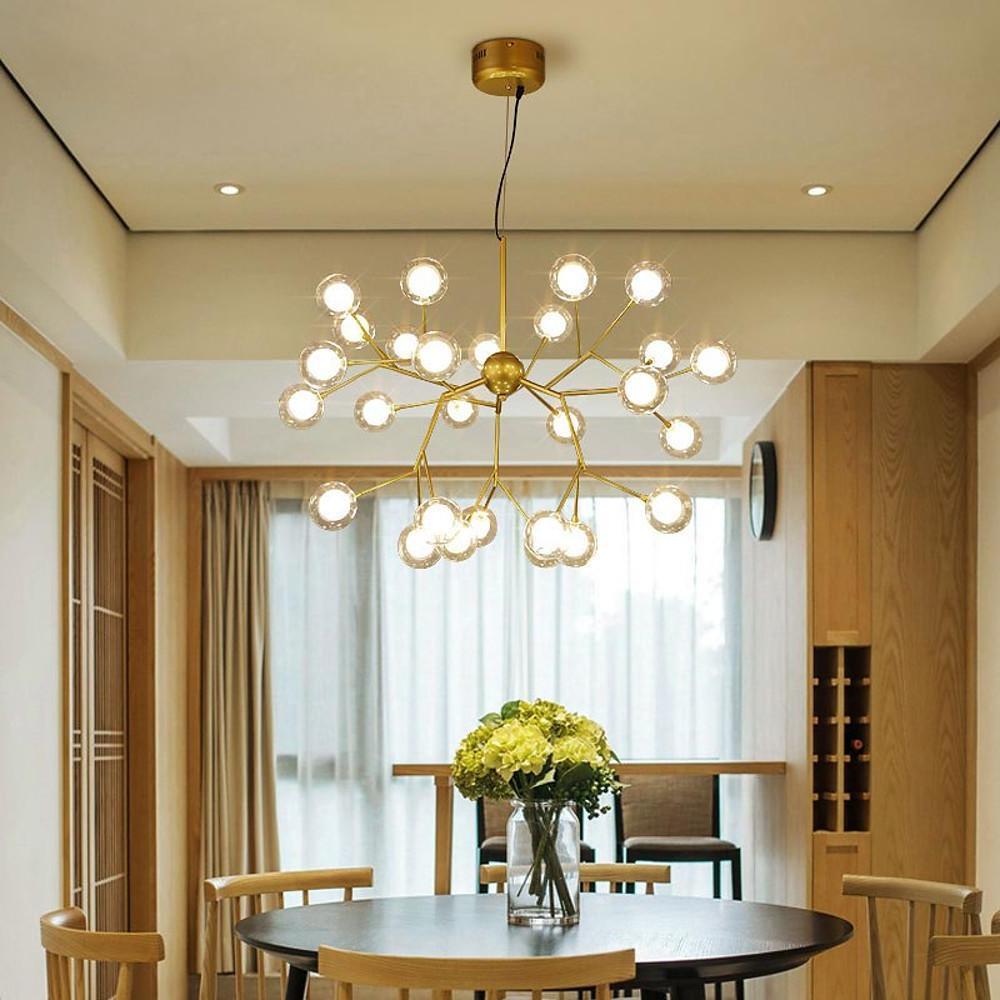 Modern Artistic Branch Glass Globe LED Chandelier Gold Black Pendant Lighting Fixture