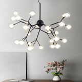 Modern Artistic Branch Glass Globe LED Chandelier Gold Black Pendant Lighting Fixture