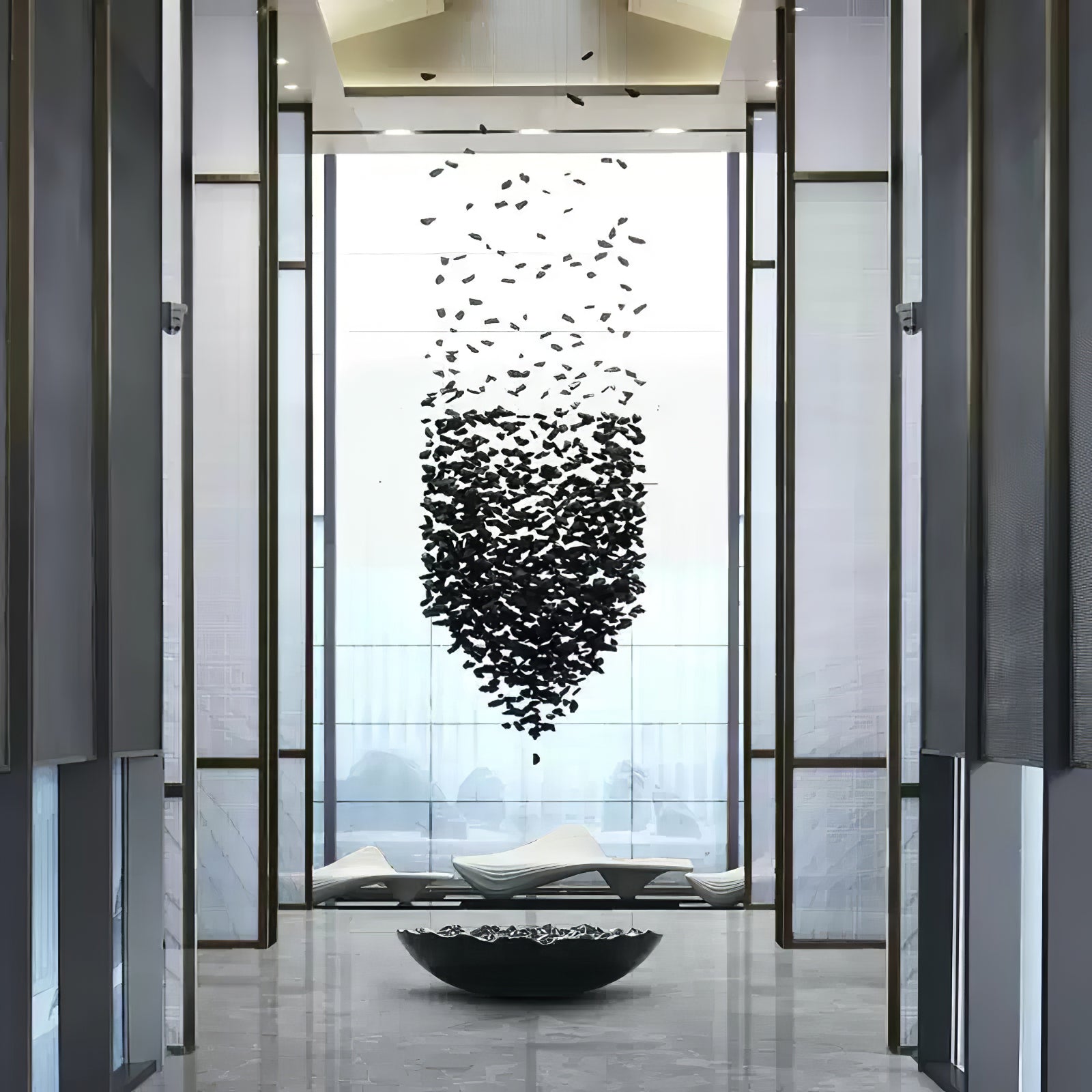 Modern Artistic Charcoal Crown LED Chandelier Minimalist Black Pendant Light