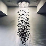 Modern Artistic Charcoal Crown LED Chandelier Minimalist Black Pendant Light