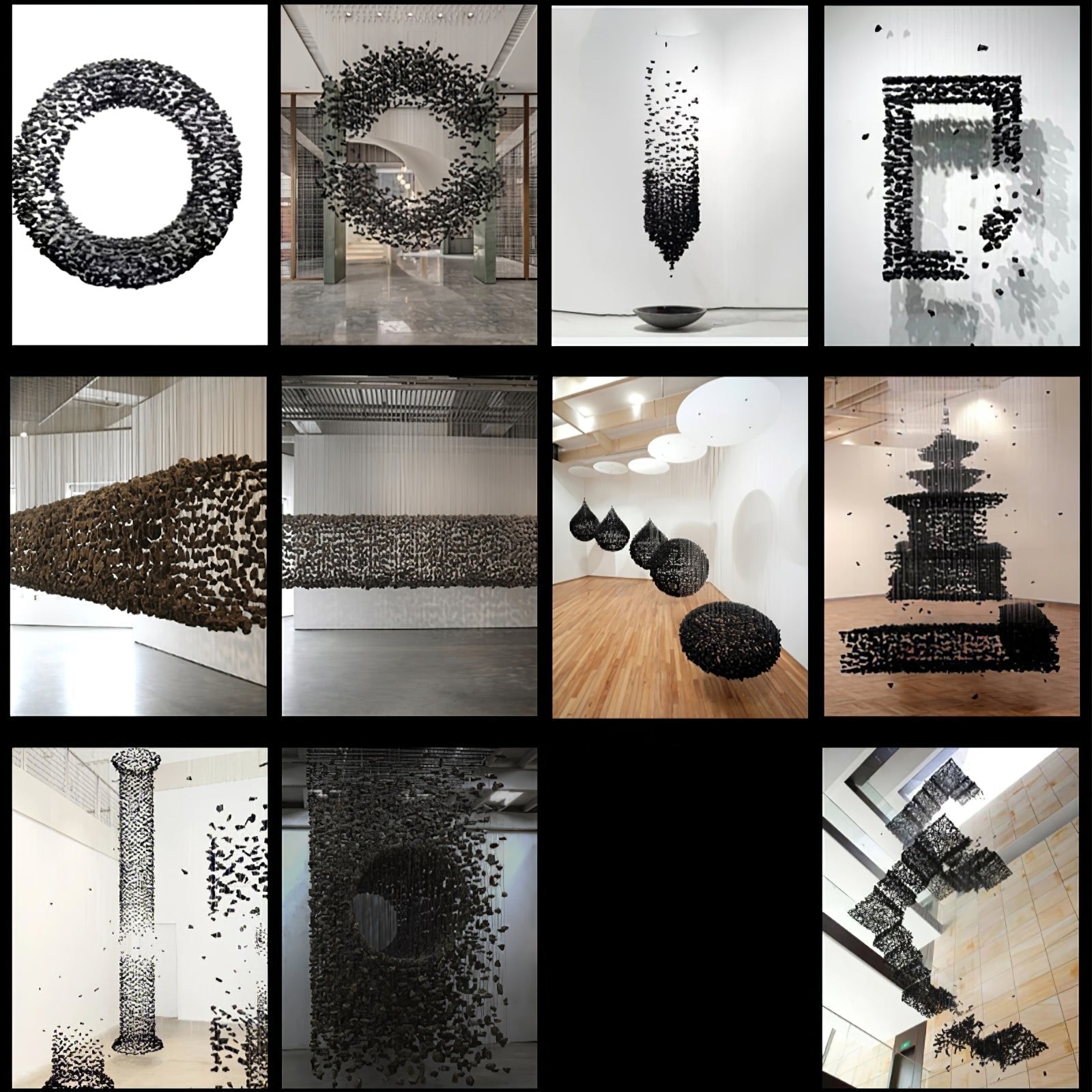 Modern Artistic Charcoal Crown LED Chandelier Minimalist Black Pendant Light