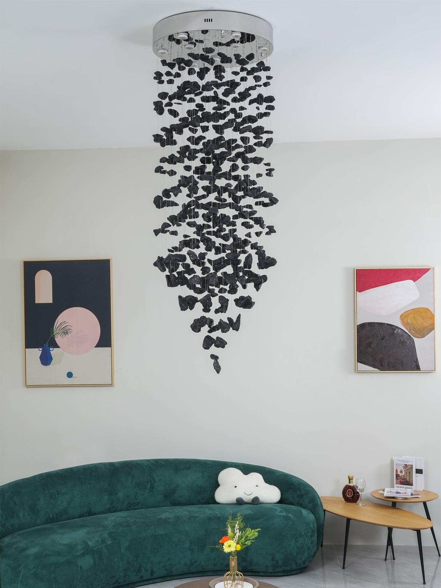 Modern Artistic Charcoal Crown LED Chandelier Minimalist Black Pendant Light