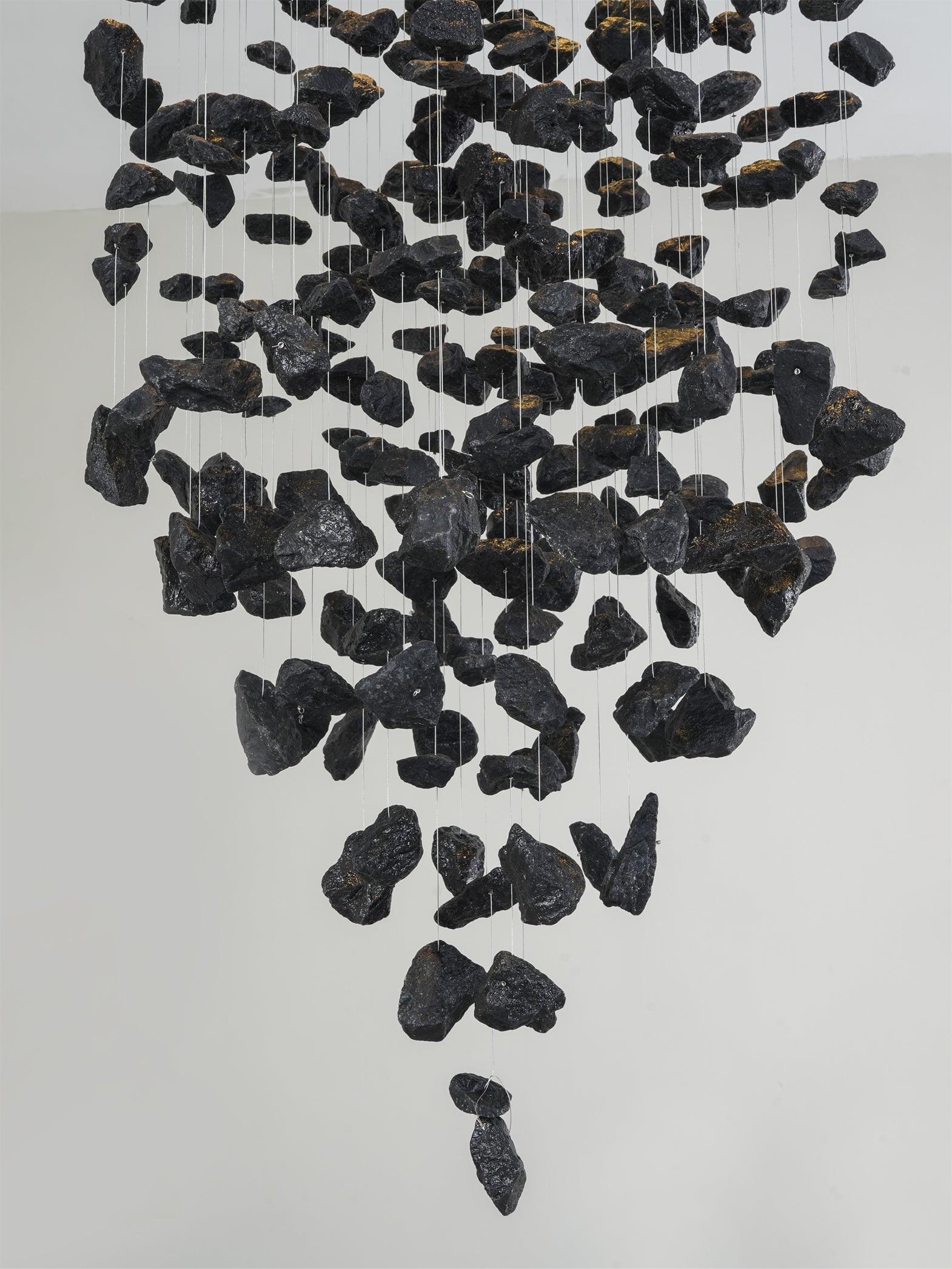Modern Artistic Charcoal Crown LED Chandelier Minimalist Black Pendant Light