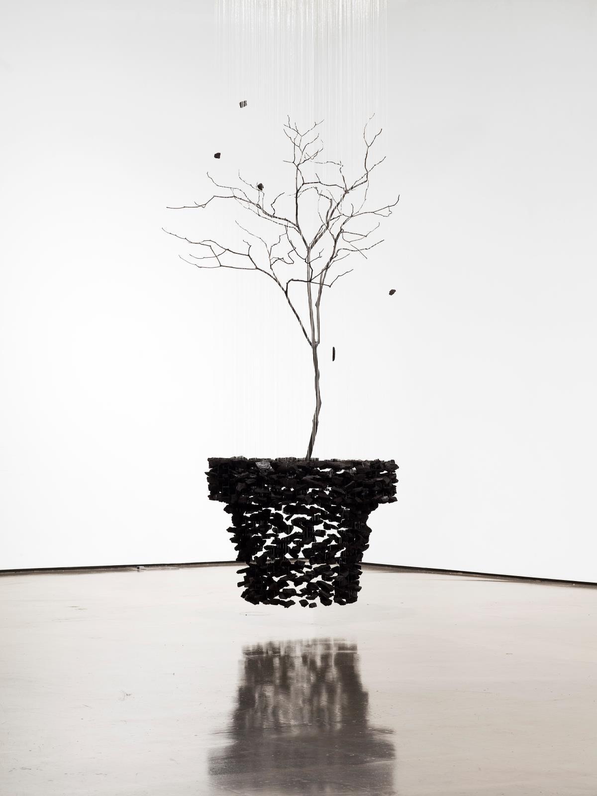 Modern Artistic Charcoal Crown LED Chandelier Minimalist Black Pendant Light