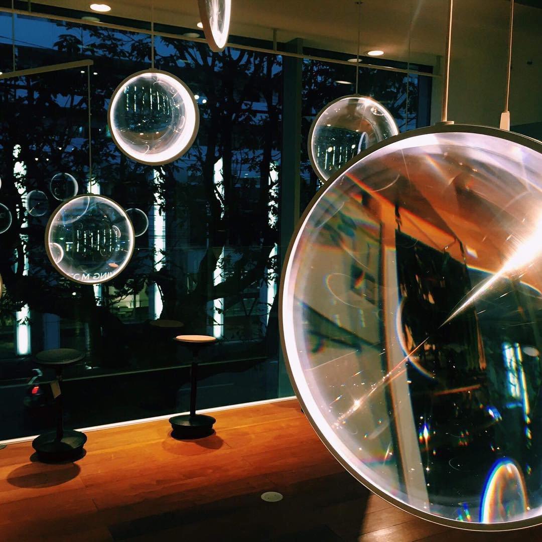 Modern Artistic Glass Lens LED Hanging Light Floating Multi Head Pendant Fixture