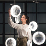 Modern Artistic Glass Lens LED Hanging Light Floating Multi Head Pendant Fixture