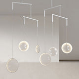 Modern Artistic Glass Lens LED Hanging Light Floating Multi Head Pendant Fixture