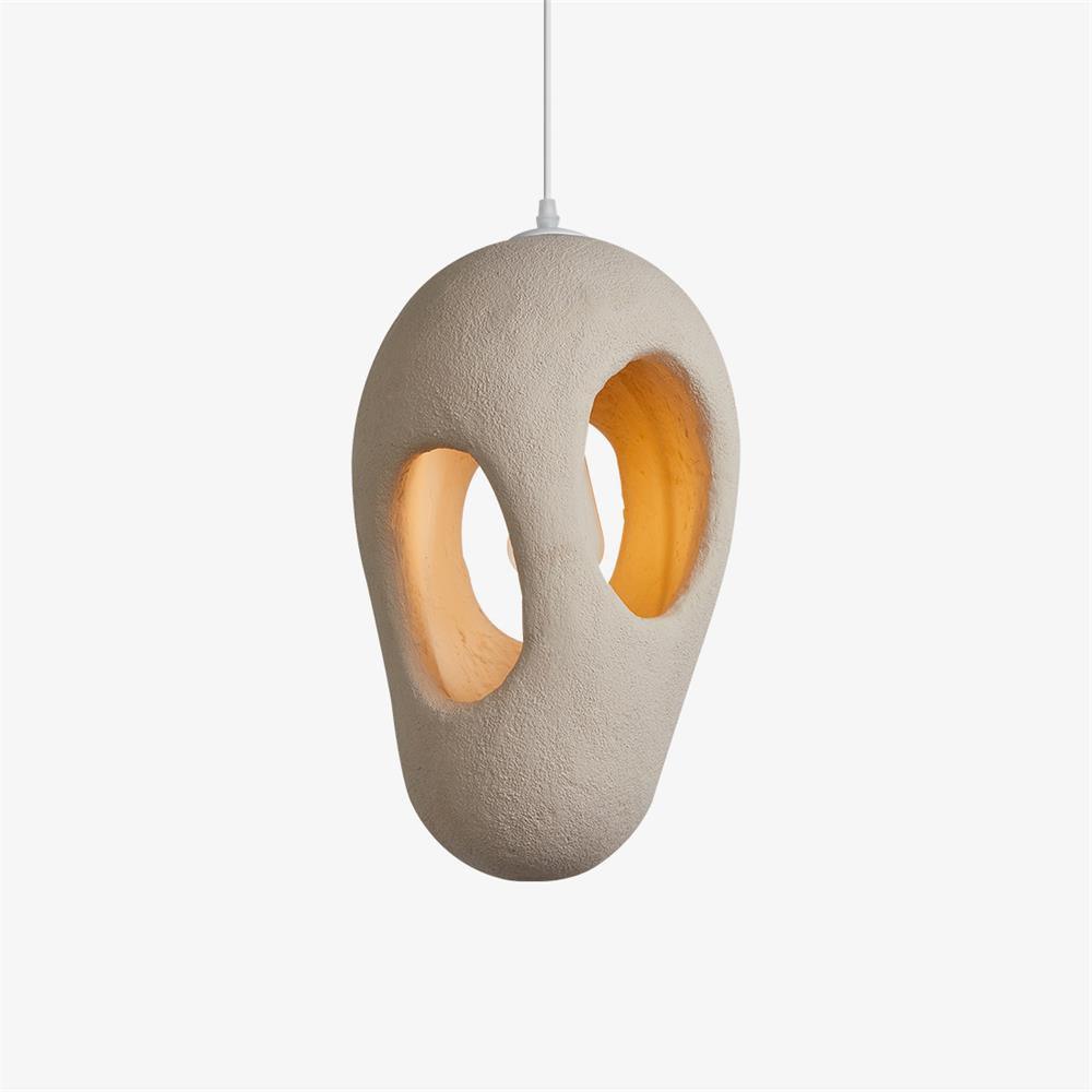 Modern Artistic Hand Formed Double Shell Pendant Light in White Finish