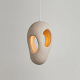 Modern Artistic Hand Formed Double Shell Pendant Light in White Finish