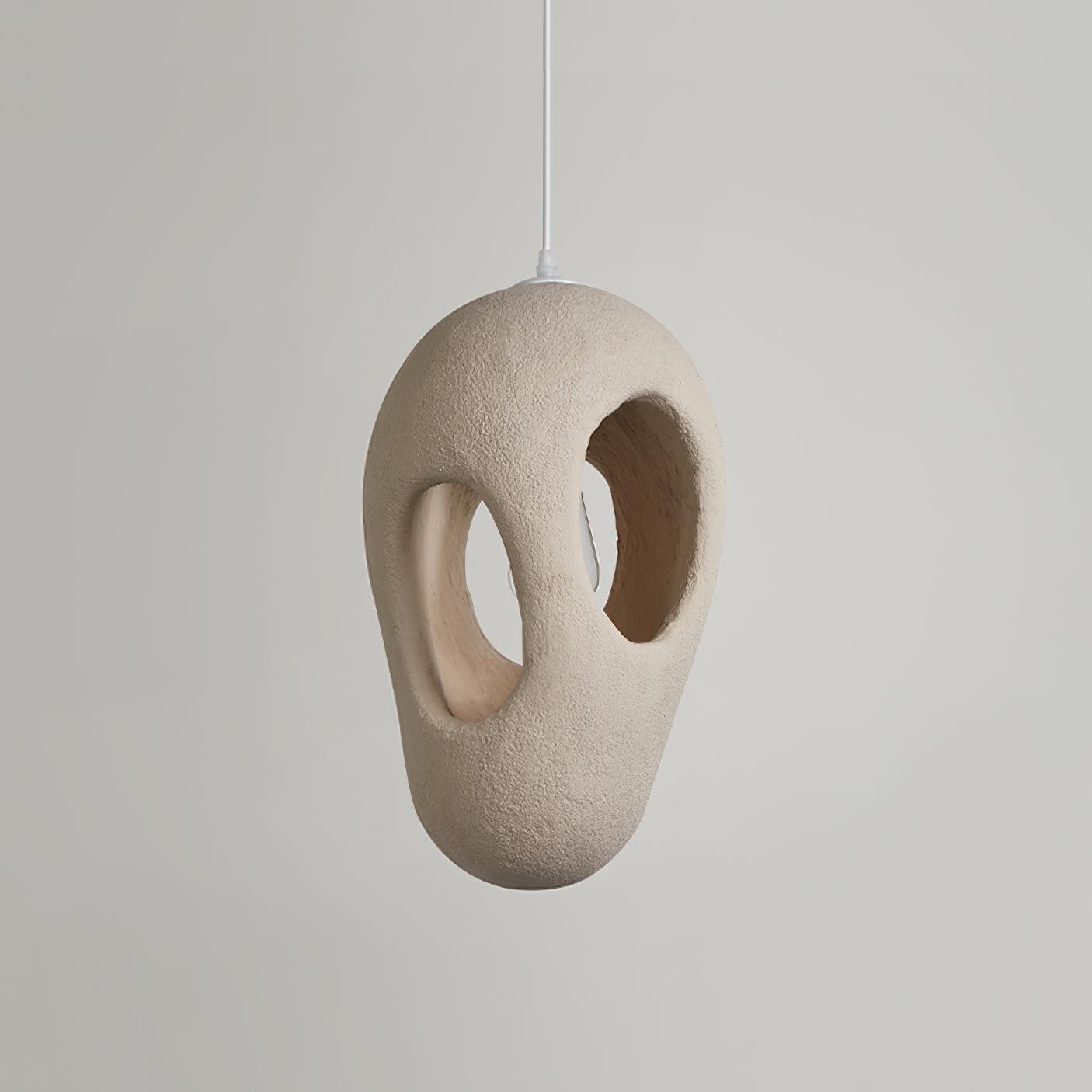 Modern Artistic Hand Formed Double Shell Pendant Light in White Finish