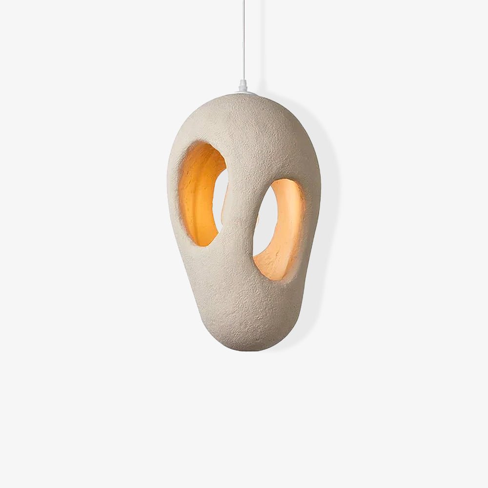 Modern Artistic Hand Formed Double Shell Pendant Light in White Finish