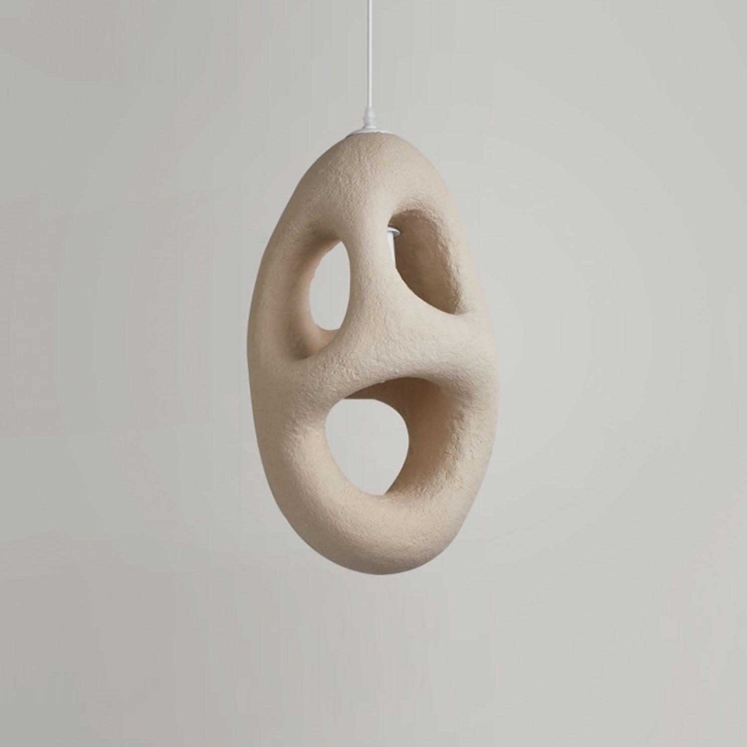 Modern Artistic Hand Formed Double Shell Pendant Light in White Finish