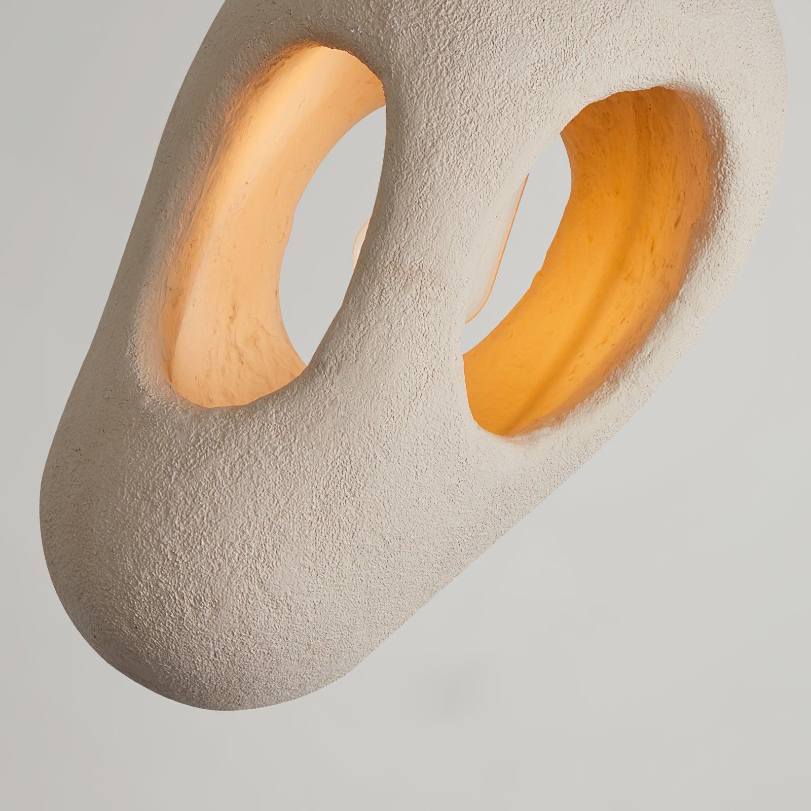 Modern Artistic Hand Formed Double Shell Pendant Light in White Finish