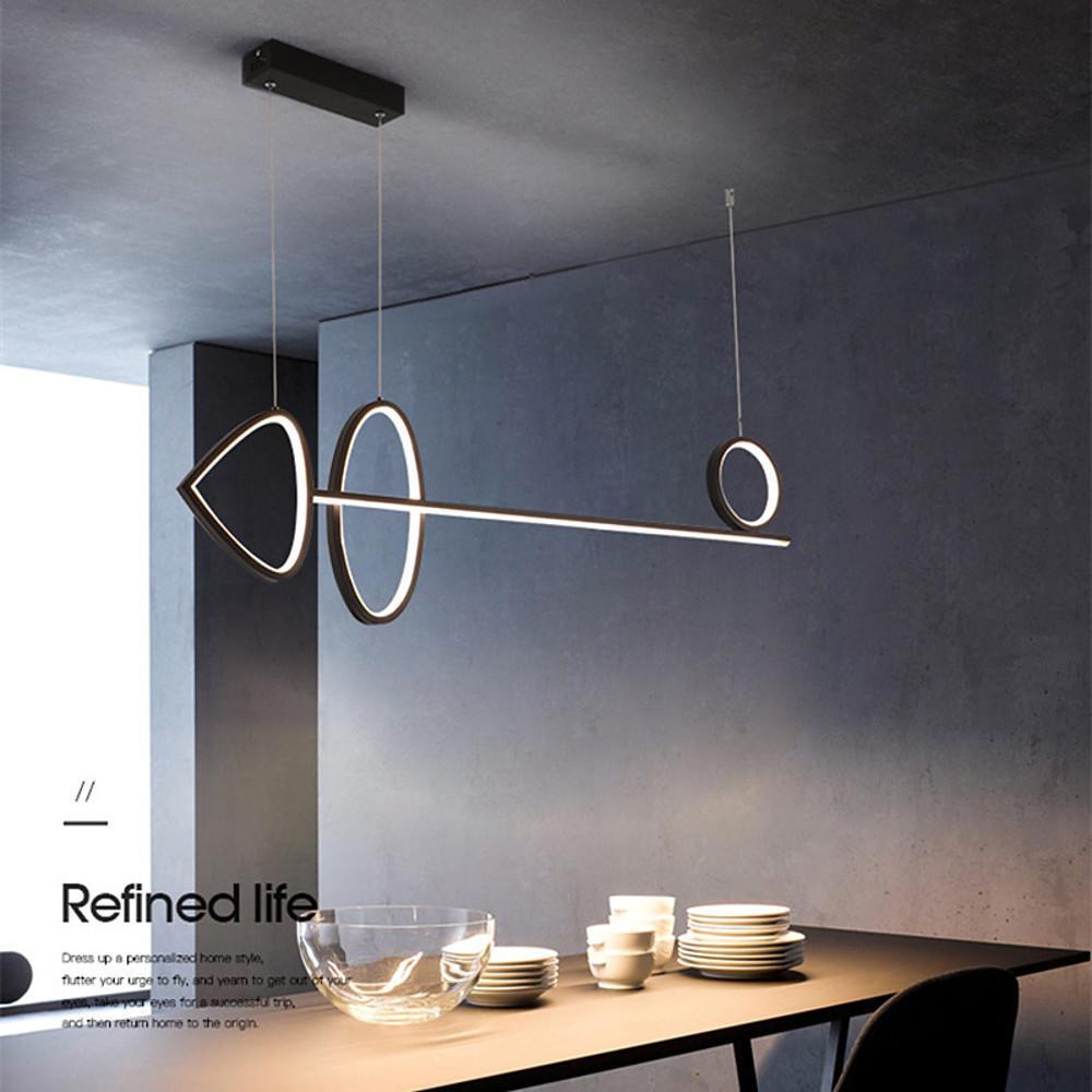 Modern Artistic LED Ring Chandelier Minimalist Line Pendant Light for Dining Room and Kitchen