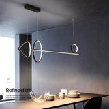 Modern Artistic LED Ring Chandelier Minimalist Line Pendant Light for Dining Room and Kitchen