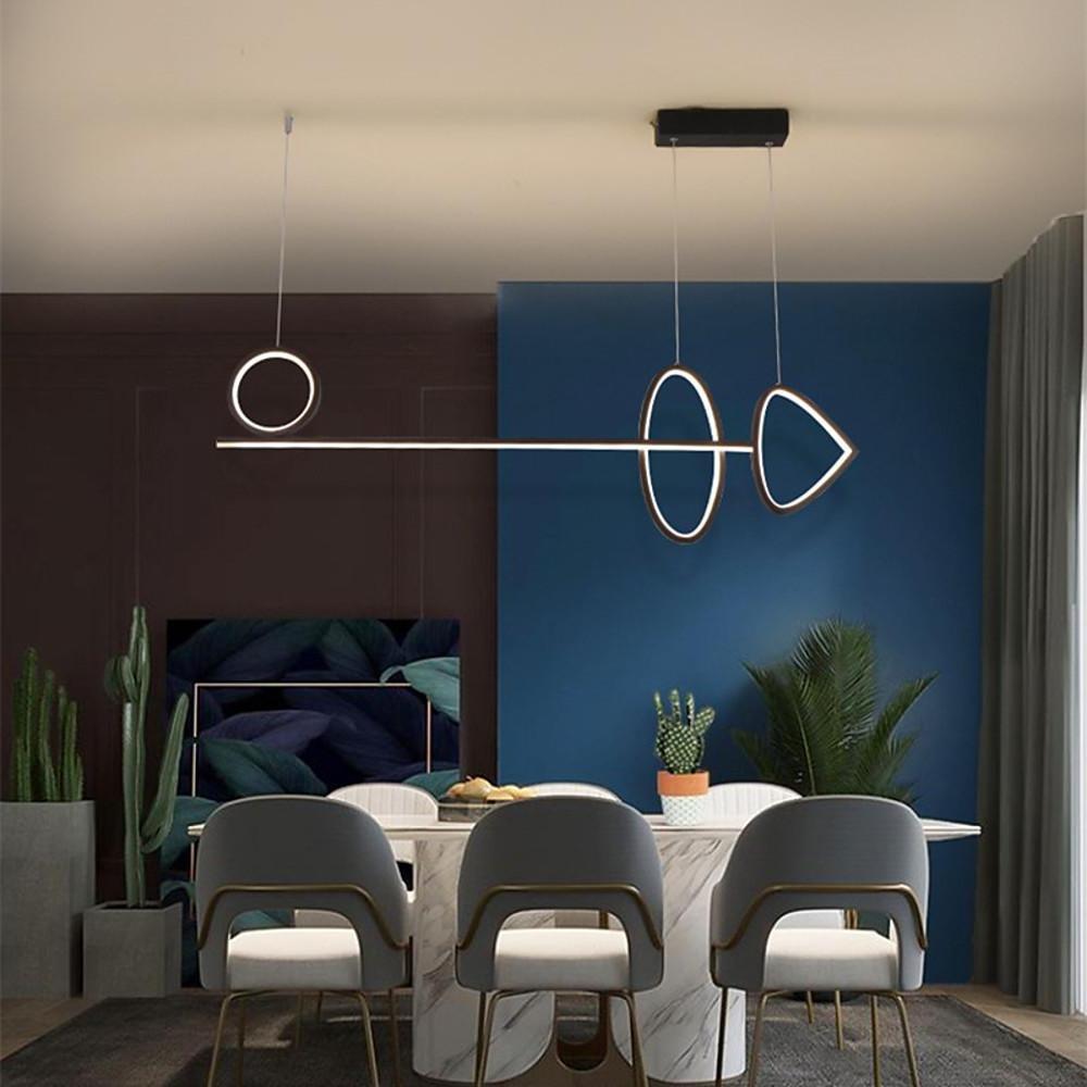 Modern Artistic LED Ring Chandelier Minimalist Line Pendant Light for Dining Room and Kitchen