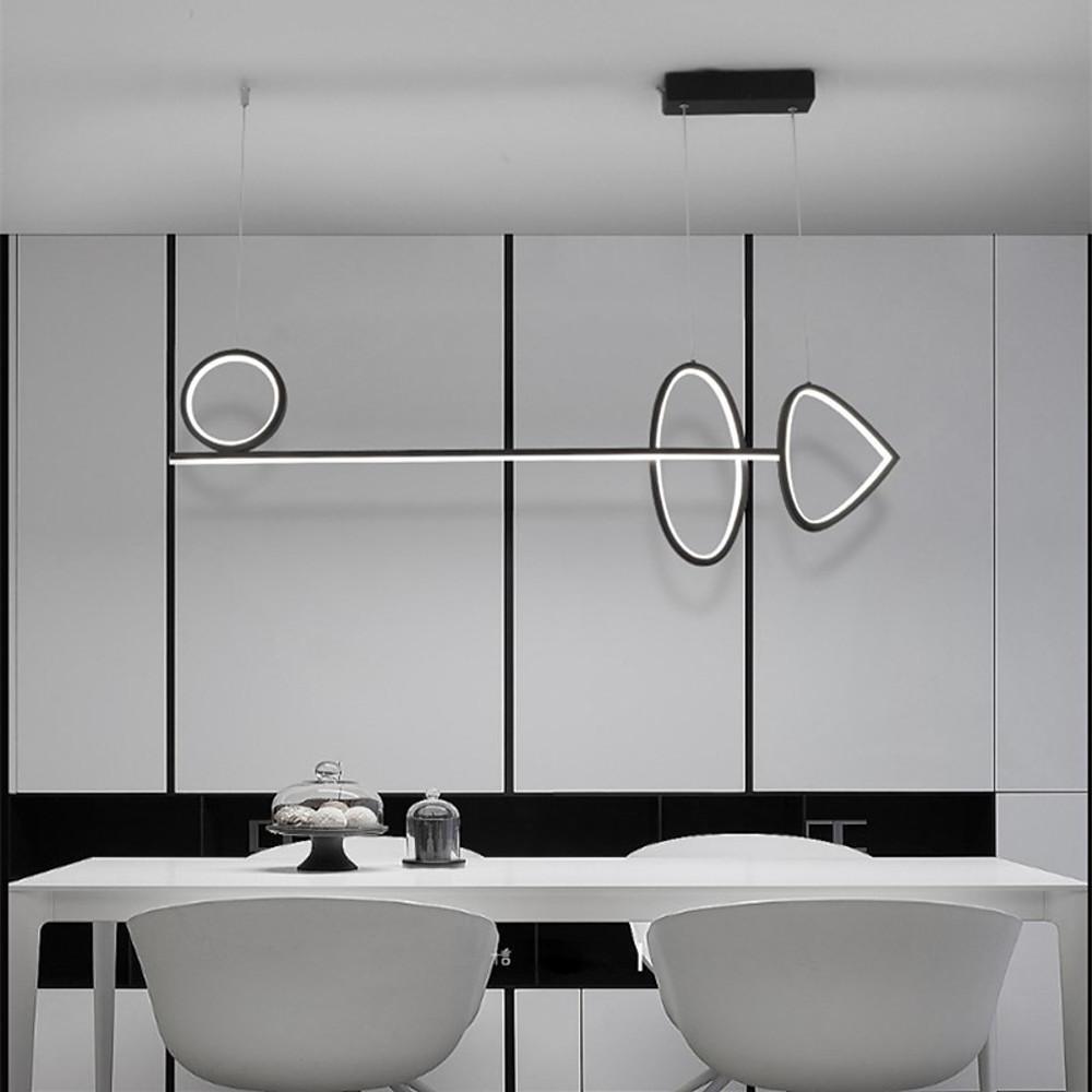 Modern Artistic LED Ring Chandelier Minimalist Line Pendant Light for Dining Room and Kitchen