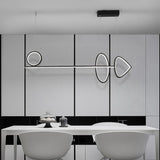 Modern Artistic LED Ring Chandelier Minimalist Line Pendant Light for Dining Room and Kitchen