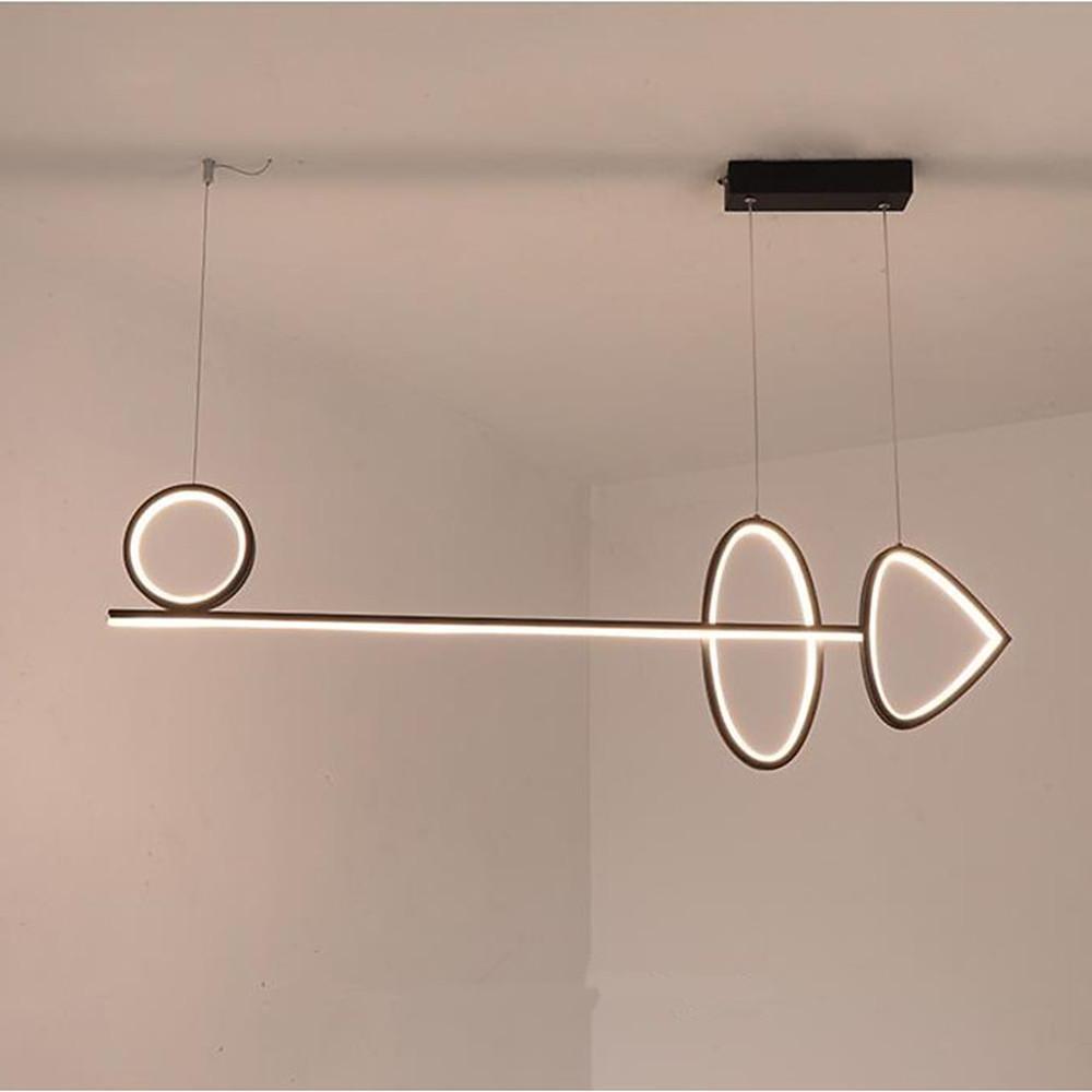 Modern Artistic LED Ring Chandelier Minimalist Line Pendant Light for Dining Room and Kitchen