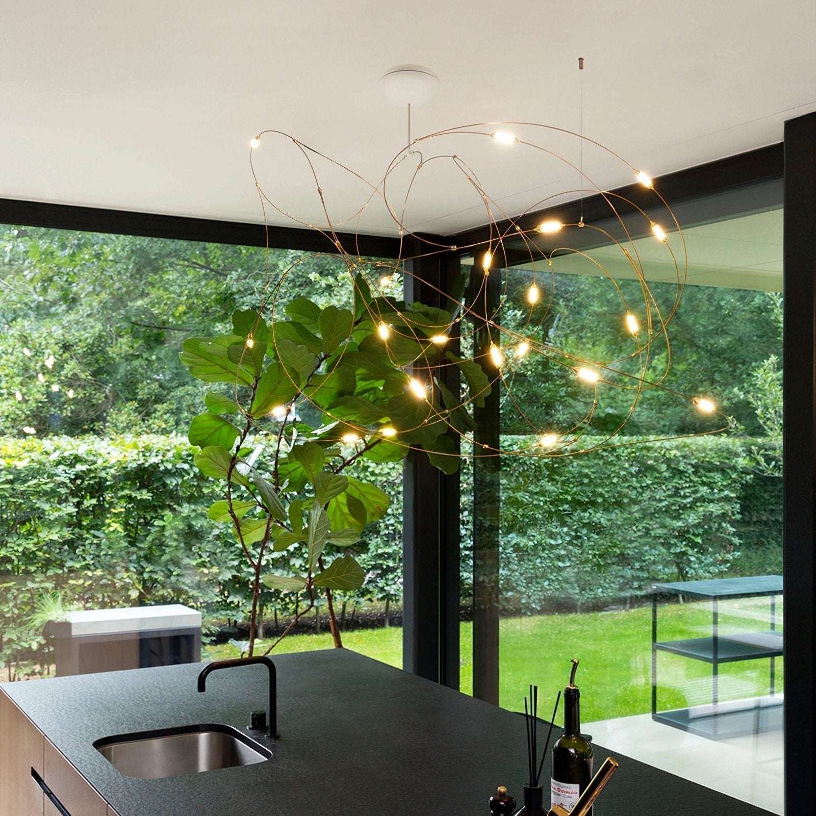 Modern Artistic Stainless Steel LED Pendant Light with Polycarbonate Diffusers