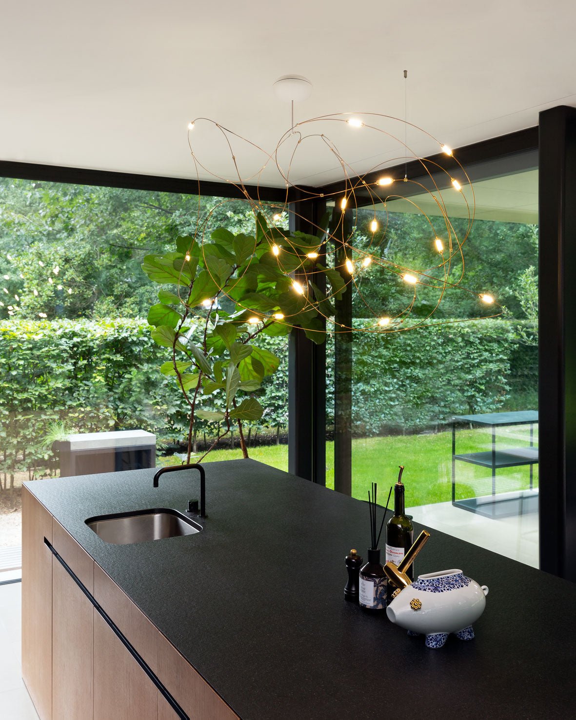 Modern Artistic Stainless Steel LED Pendant Light with Polycarbonate Diffusers