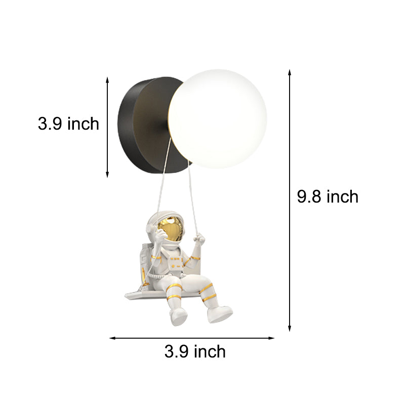 Modern Astronaut LED Wall Lamp with 3 Step Dimming Round Ball Acrylic Sconce for Living Room