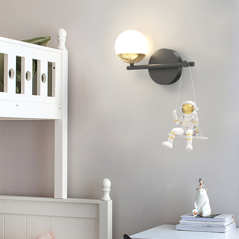 Modern Astronaut Resin Wall Light with Acrylic Ball and 3 Step Dimming Bedside Lamp