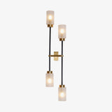 Modern Asymmetric Brass Wall Sconce with Cylindrical Glass Shades for Luxury Interiors