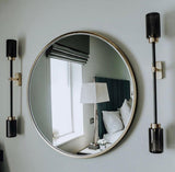 Modern Asymmetric Brass Wall Sconce with Cylindrical Glass Shades for Luxury Interiors