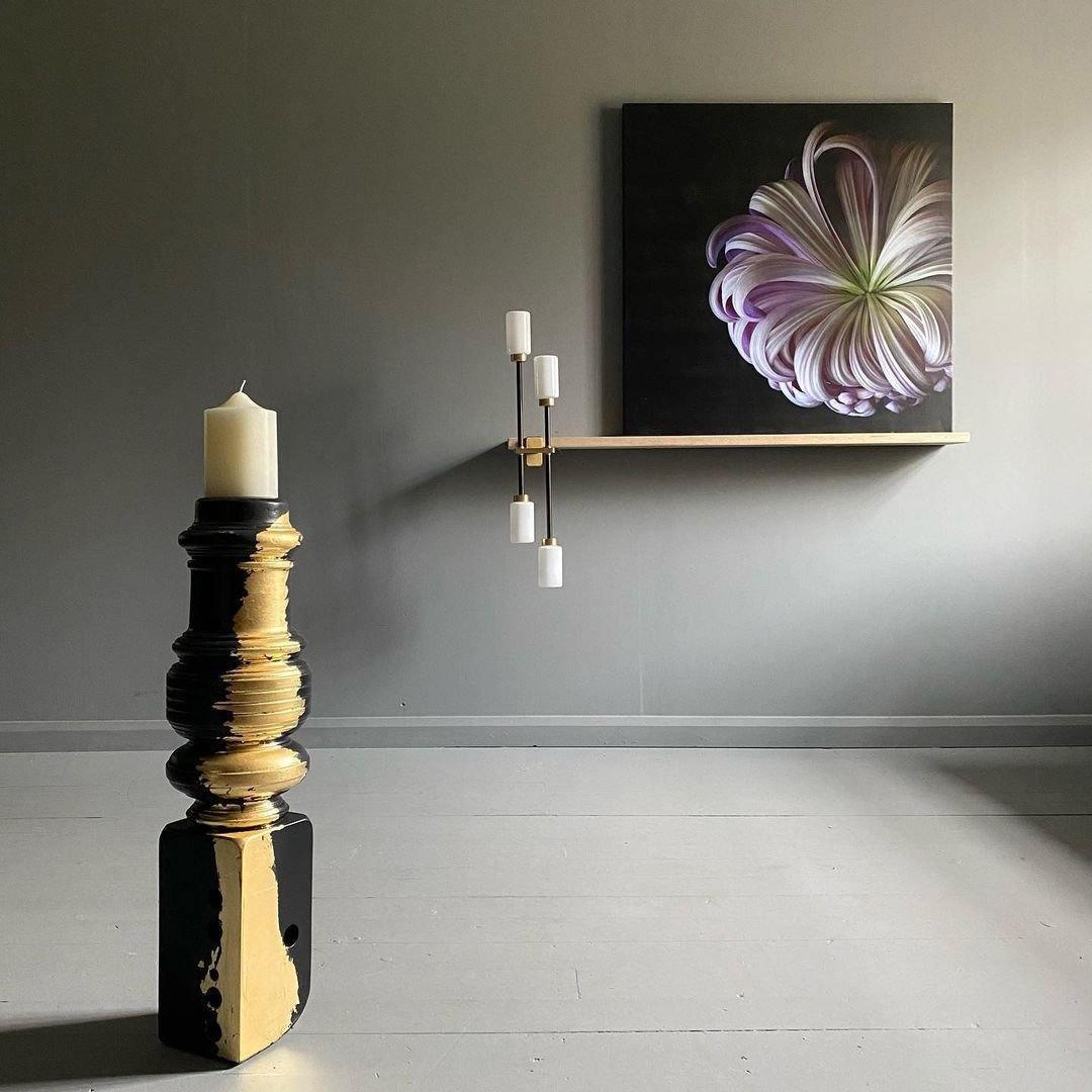 Modern Asymmetric Brass Wall Sconce with Cylindrical Glass Shades for Luxury Interiors