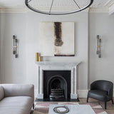 Modern Asymmetric Brass Wall Sconce with Cylindrical Glass Shades for Luxury Interiors