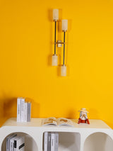 Modern Asymmetric Brass Wall Sconce with Cylindrical Glass Shades for Luxury Interiors