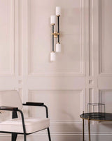 Modern Asymmetric Brass Wall Sconce with Cylindrical Glass Shades for Luxury Interiors