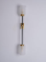 Modern Asymmetric Brass Wall Sconce with Cylindrical Glass Shades for Luxury Interiors