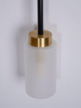 Modern Asymmetric Brass Wall Sconce with Cylindrical Glass Shades for Luxury Interiors