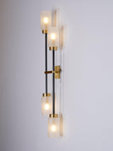 Modern Asymmetric Brass Wall Sconce with Cylindrical Glass Shades for Luxury Interiors