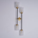 Modern Asymmetric Brass Wall Sconce with Cylindrical Glass Shades for Luxury Interiors