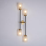 Modern Asymmetric Brass Wall Sconce with Cylindrical Glass Shades for Luxury Interiors