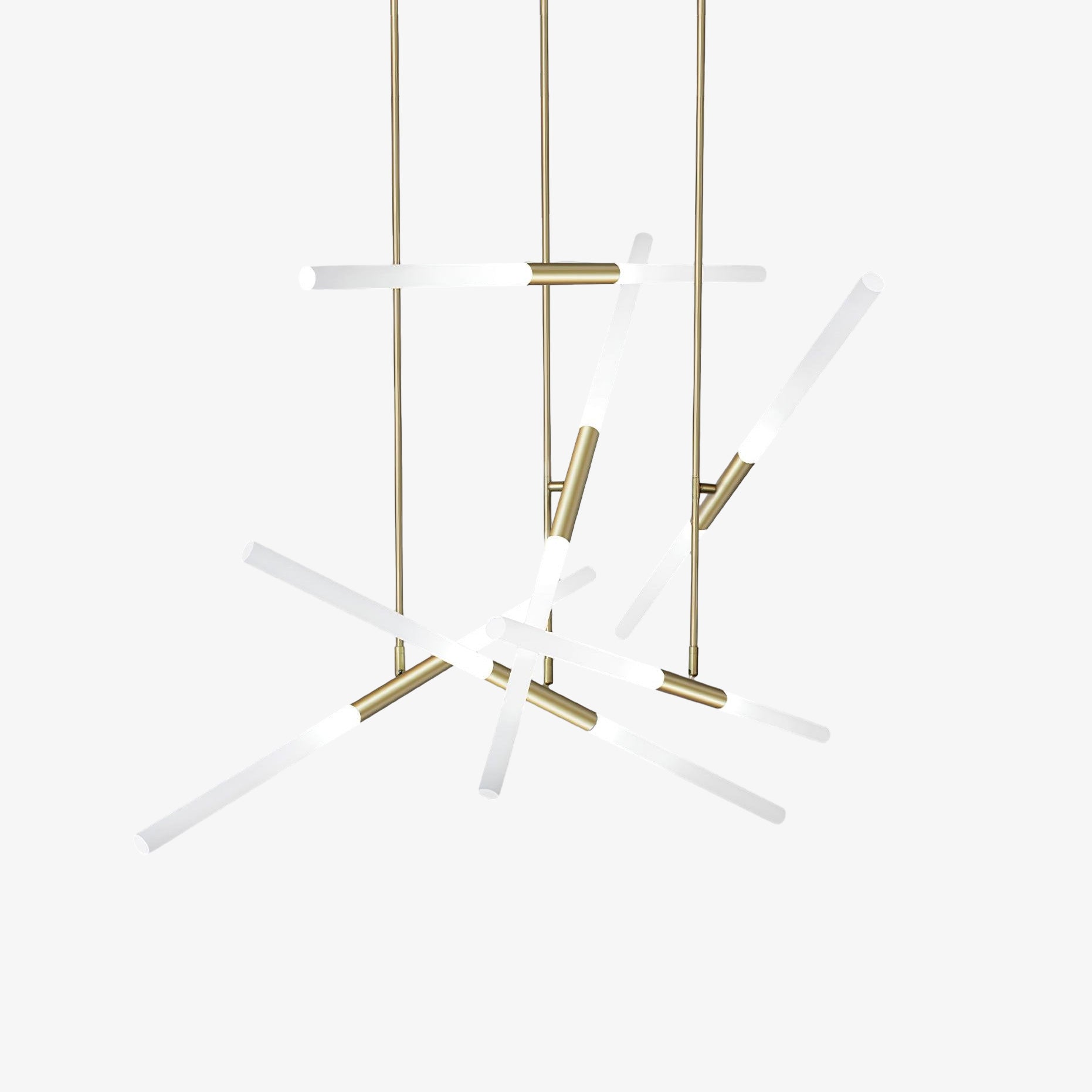 Modern Asymmetric Linear LED Pendant Light Aluminum Tube Suspension Chandelier for Dining Room