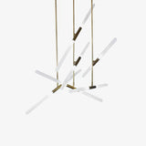 Modern Asymmetric Linear LED Pendant Light Aluminum Tube Suspension Chandelier for Dining Room