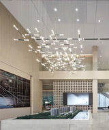 Modern Asymmetric Linear LED Pendant Light Aluminum Tube Suspension Chandelier for Dining Room