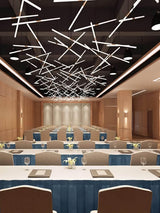 Modern Asymmetric Linear LED Pendant Light Aluminum Tube Suspension Chandelier for Dining Room