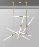 Modern Asymmetric Linear LED Pendant Light Aluminum Tube Suspension Chandelier for Dining Room