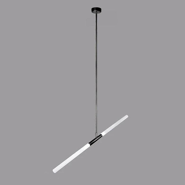 Modern Asymmetric Linear LED Pendant Light Aluminum Tube Suspension Chandelier for Dining Room