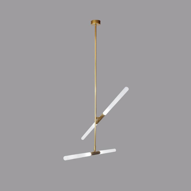Modern Asymmetric Linear LED Pendant Light Aluminum Tube Suspension Chandelier for Dining Room