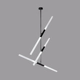 Modern Asymmetric Linear LED Pendant Light Aluminum Tube Suspension Chandelier for Dining Room